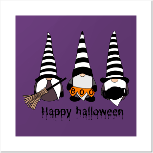 Happy Halloween! Cute Gnomes with Hats  Autumn Vibes Halloween Boo Thanksgiving and Fall Color Lovers Posters and Art